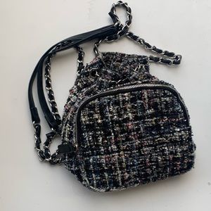 Zara tweed backpack bag crossbody